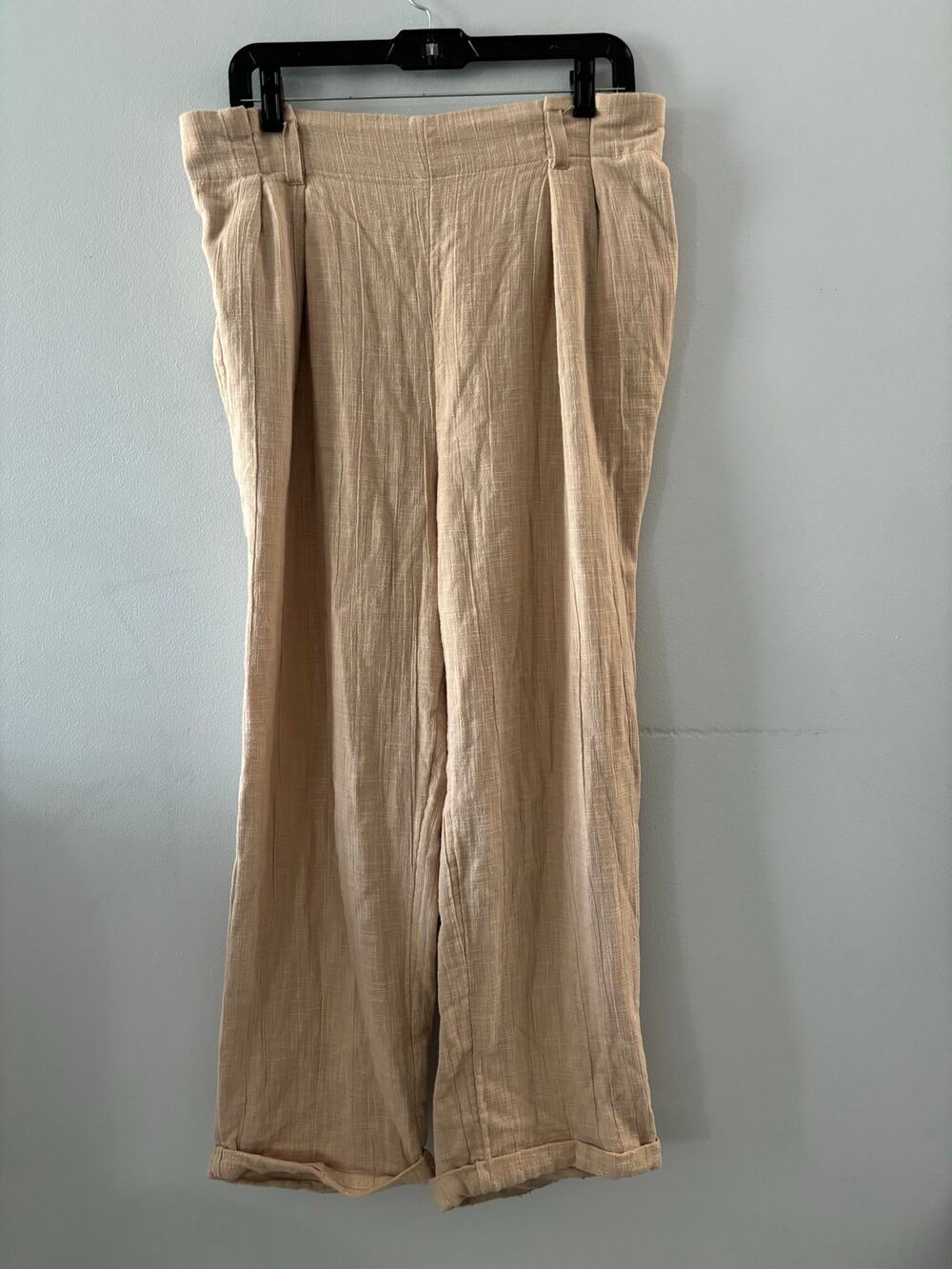 Free People Pants Women's Small Beige Wide Leg Beachy Coastal Neutral Lagenlook
